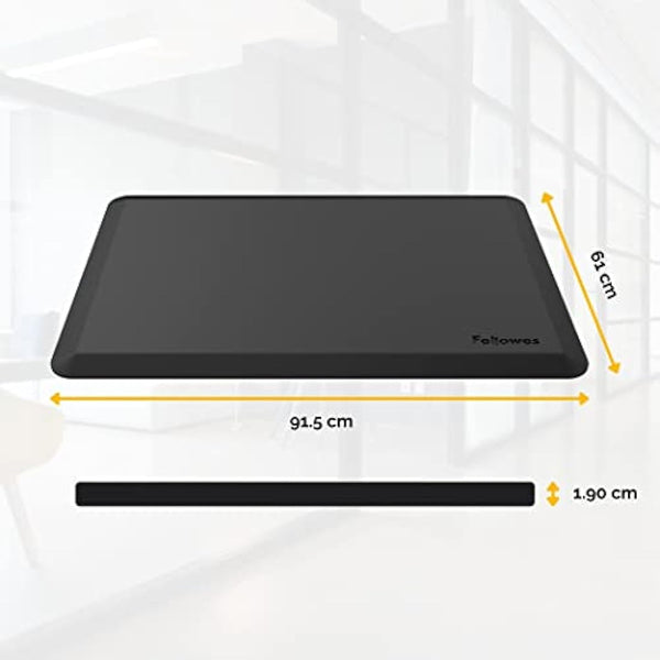 Fellowes Everyday Anti Fatigue Standing Mat - Ergonomic Sit Stand Desk Mat for Use in Work or the Home Environment - H1.91 x W91.44 x D60.96cm - Black