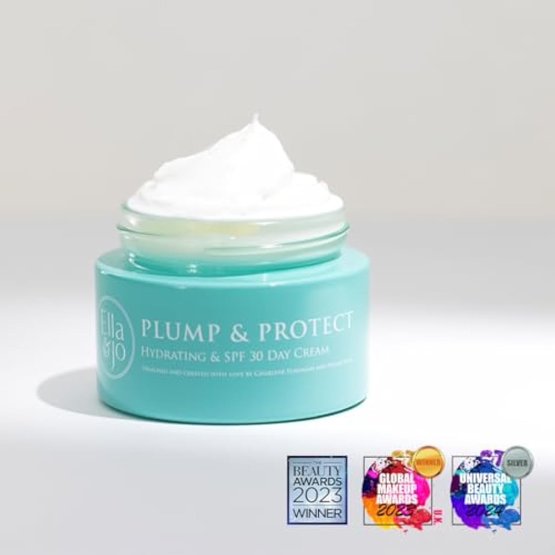 Ella & Jo Plump & Protect Day Cream, SPF 30 + UVA/B Protection, Hyaluronic Acid, Ceramides & Glycerin, Anti-Blue Light Filter, Hydrating Face Moisturiser