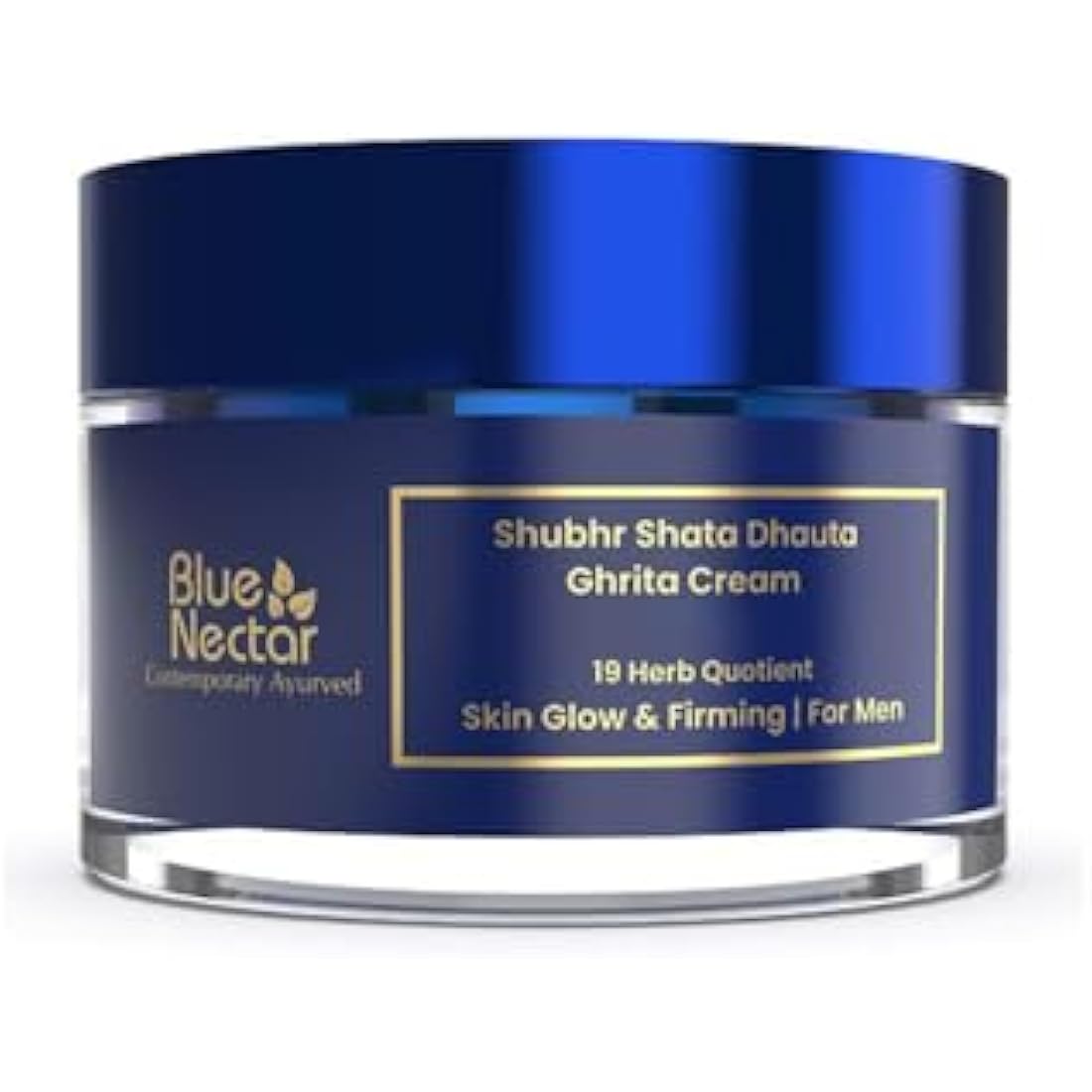 Blue Nectar Shata Dhauta Ghrita Face Cream for Men | 100 Times Washed Ghee Lightweight Men Face Cream for Naturally Glowing Skin (19 Herbs, 50g)