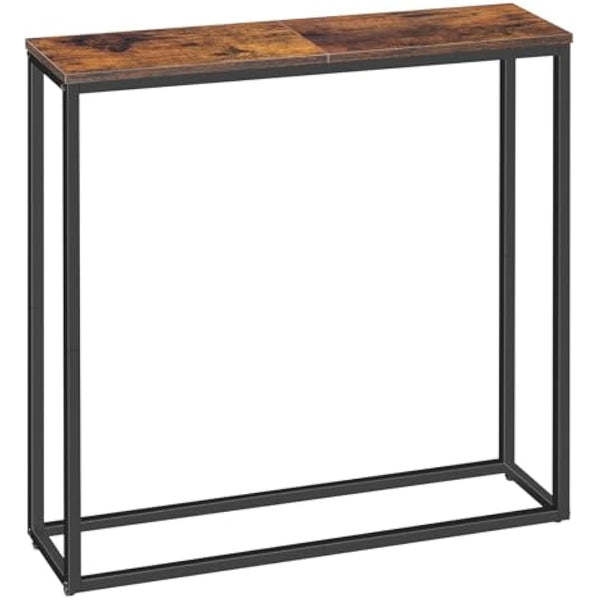 HOOBRO Console Table, Narrow Console Table for Hallway Slim, Hallway Table, Small Sofa Table for Small Spaces, Living Room, Entrance, Bedroom, Industrial, Metal Frame, Rustic Brown EBF76XG01