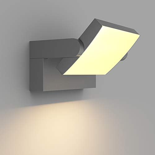 Klighten 24W LED Wall Light Outdoor Indoor Waterproof IP65 Adjustable Lamp Modern Outside Light Aluminum Wall Lighting for Entrance Garden Balcony, Dark Gray, Warm White 2700K-3000K