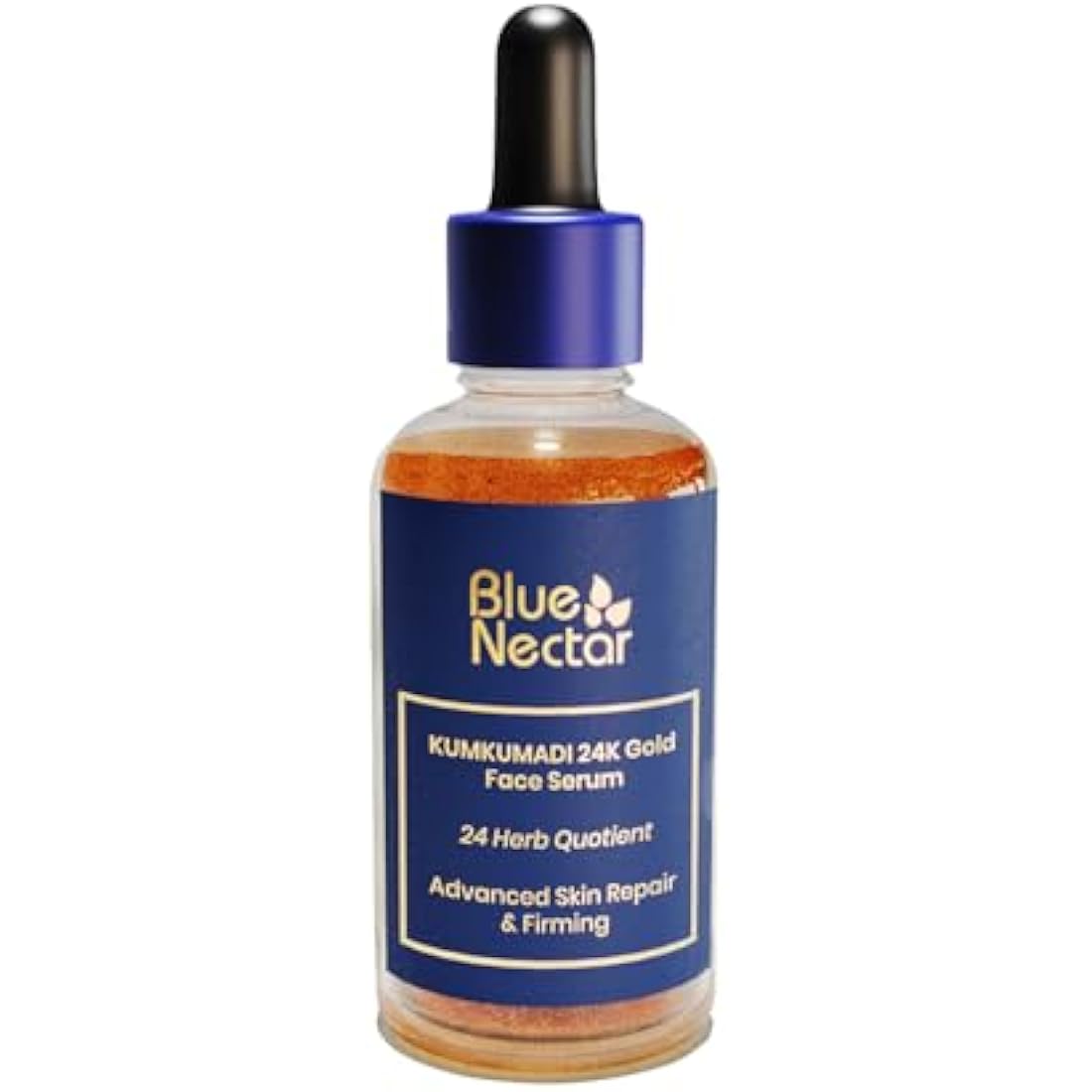 Blue Nectar 24k Gold Serum for Glowing Skin | Natural Kumkumadi Oil Serum for Face Infused with 24K Gold | Ayurvedic Face Serum for Skin Brightening and Skin Firming (24 Herbs, 30ml)