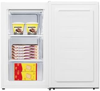 Fridgemaster MUZ4860E Freestanding Undercounter Freezer, 61Litres, 4 Star Freezer Rating, 48cm width, E Rated in White