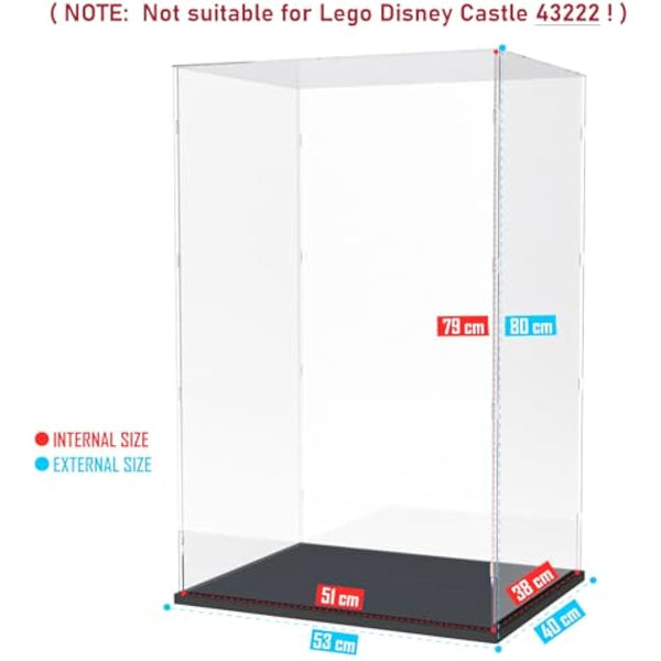 Nynelly 79 cm Tall Acrylic Display Case for Lego Disney Castle 71040 for Lego Display Case for Models Figures Dolls Assemble Dustproof Thickened Clear Display Box Display Cabinet(Black)