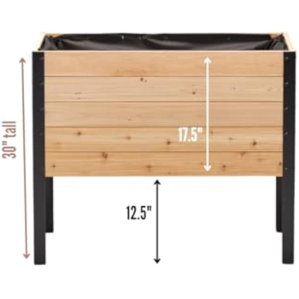 EARTH ELEVATED 100% Canadian Cedar Wood Elevated Garden Bed for Gardening - Planter Pot to Grow Herbs Flowers, and Vegetables at Home Indoor and Outdoor Patio Balcony Deck - 18” x 36” x 30”
