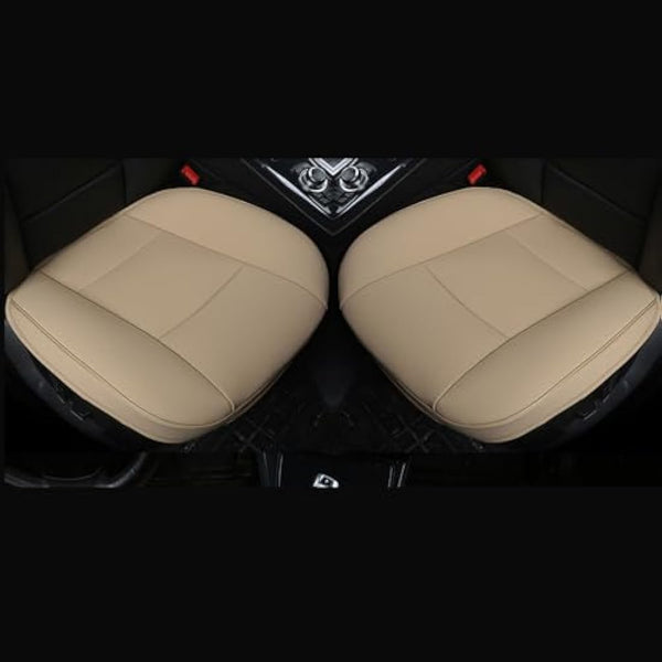 2 Piece Car Seat Bottom Covers Car Seat Protector Luxury PU Leather Bottom Front Car Seat Covers- Without Backrest Car Seat Covers Waterproof Universal Fit 90%-53 × 52 cm (Beige)