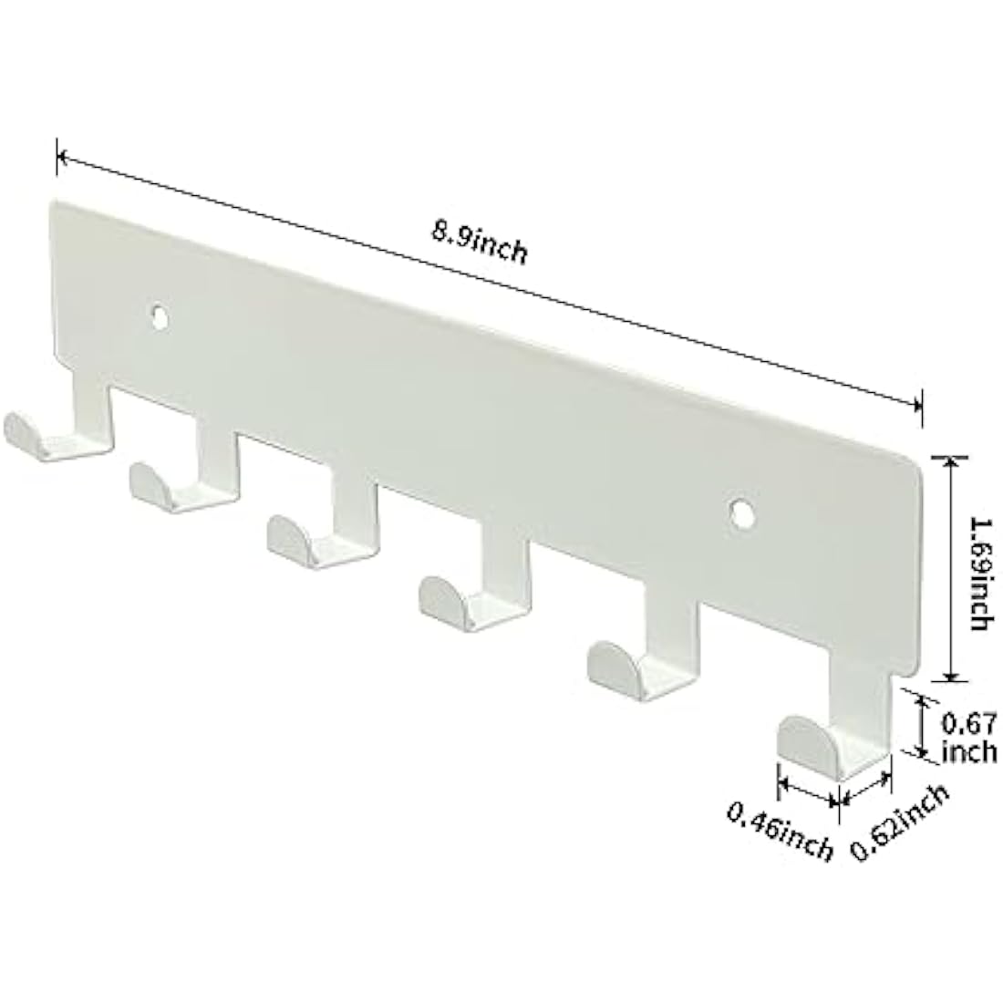 GTK Key Holder for Wall, Key Hooks with 6 Hooks, Wall Mounted Key Holder for Hallway, Self Adhesive Key Rack(White)