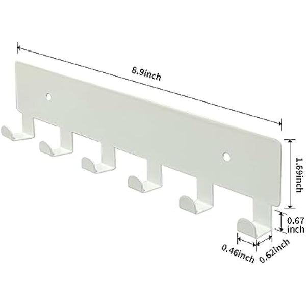 GTK Key Holder for Wall, Key Hooks with 6 Hooks, Wall Mounted Key Holder for Hallway, Self Adhesive Key Rack(White)