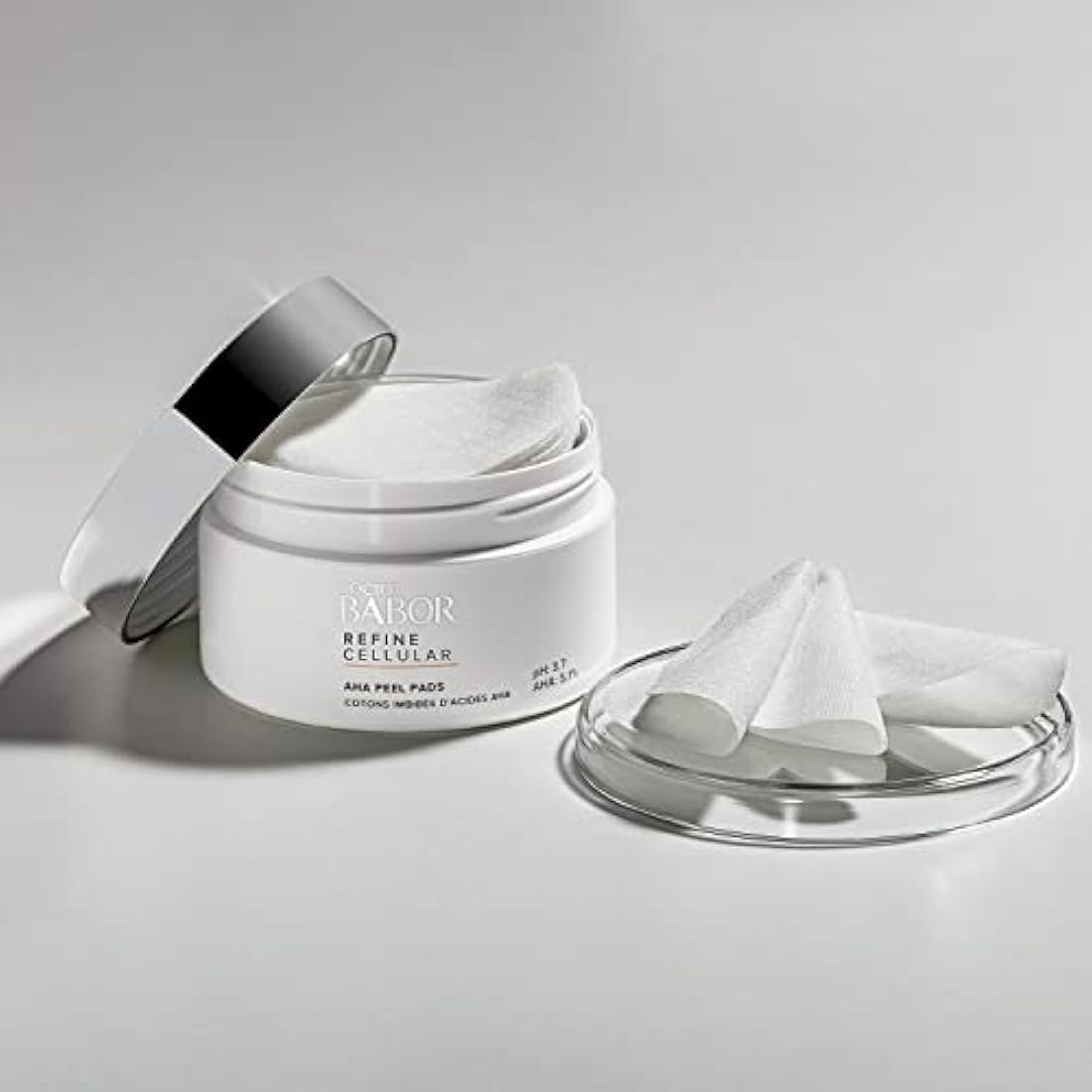 DOCTOR BABOR AHA Peeling Pads for Dull Skin with Large Pores, Fruit Acid Peeling, Without Alcohol, Vegan Formula, Smoother Skin, 60 Pieces