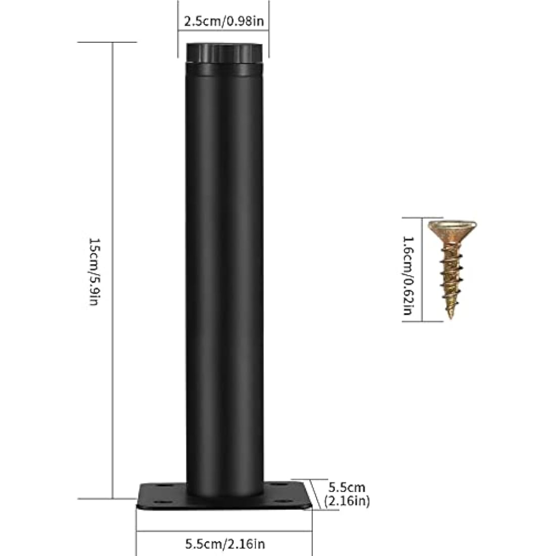 Fulushouxi 4 Pcs Furniture Legs, 5.9"/15cm Adjustable Furniture Support Feet, Metal Sofa Replacement Support Feet Legs for Sofa Table Chair Desk Kitchen Cupboard Cabinets Legs Feet (15CM)