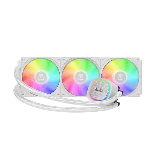 GAMDIAS AURA GL240 V2 AIO, 240mm CPU Liquid Cooler, Easy Cable Routing Design, Rotatable Performance Pump, 2 x 120mm Low-Noise PWM ARGB Fan w/ MB Sync, AMD AM5/AM4；Intel LGA 1851/1700/115x/1200, White