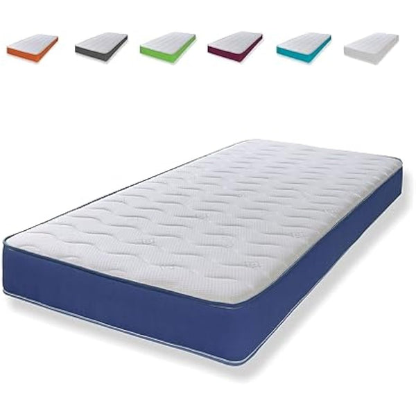 eXtreme comfort ltd Cooltouch Colours Ocean Blue Wave Hybrid Memory Foam & Pinna-Coil Innerspring Mattress With Ocean Blue Border 18cms Deep, 2ft6 Small Single 75cmx190cm