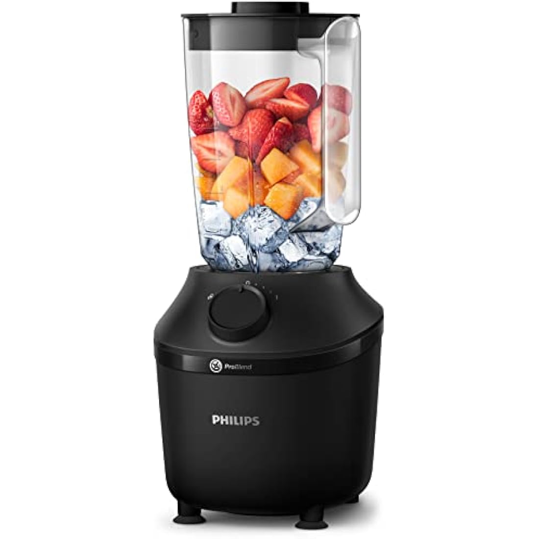 Philips Blender 3000 Series, ProBlend System, 1.9L Maximum Capacity, 1L Effective Capacity, 450W, 1 Speed Setting + Pulse, Plastic Jar, Black, (HR2041/01), Smooth blends with no lumps in 45 seconds*