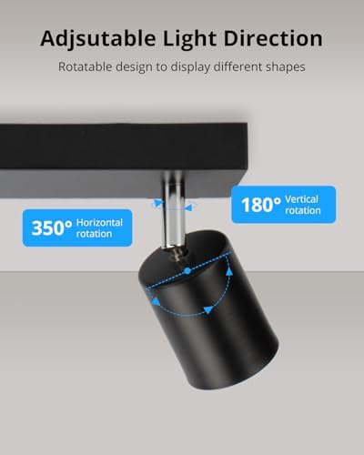 Gr4tec LED Ceiling Light 5 Way, Black Kitchen Ceiling Lights Including 5 x 6W GU10 Bulbs Natural White 4000K, Rotatable Spotlights Bar, Modern Spot Light Fitting for Living Room Bedroom Hallway