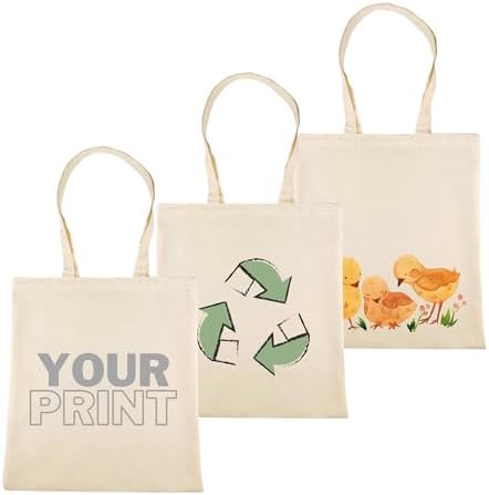 IDEA HOME Cotton Tote Bag - Personalisation Possible - Embroidery or Painting - Reusable Shopping Bags