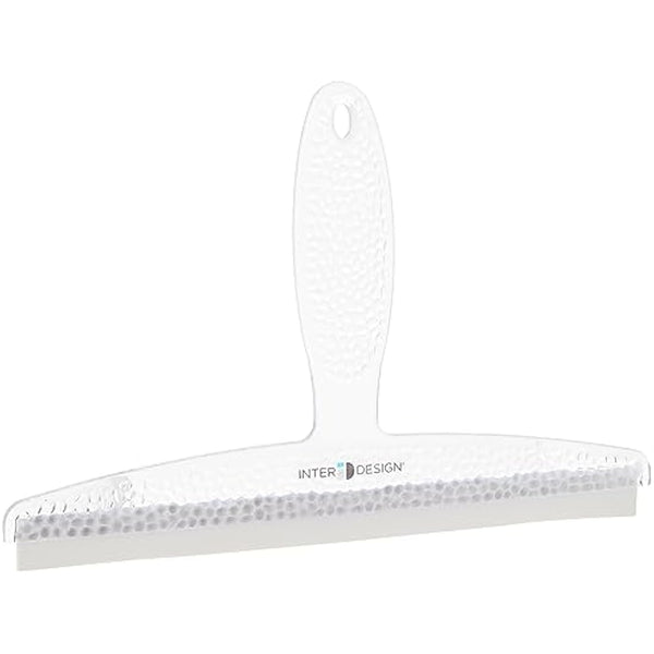 iDesign Shower Squeegee with Strong Suction Cup, Small Plastic Window Squeegee for Shower and Cleaning, Practical Shower Screen Wiper with Wide Rubber Lip, Clear