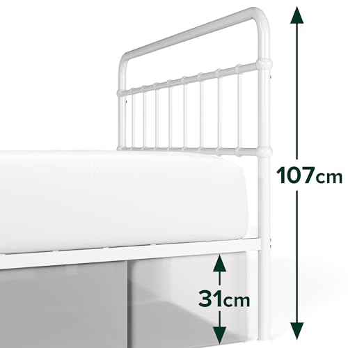 ZINUS Florence 3ft Single Bed Frame 90x190cm, Metal Platform Bed with Headboard and Footboard, Strong Steel Slat Support, Large Storage Space, Easy Assembly, Black