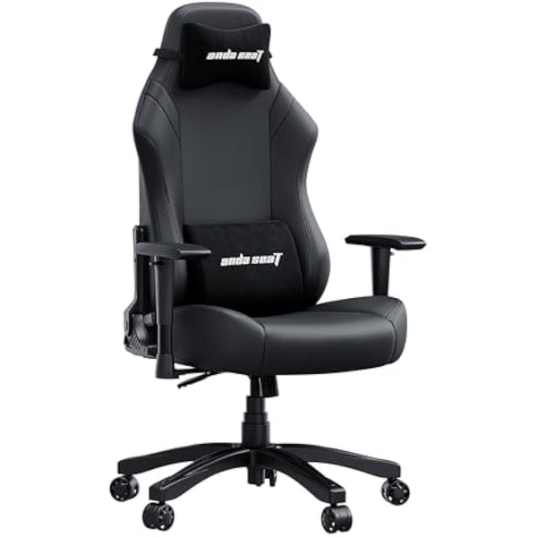 Anda Seat Luna Large Gaming Chair for Adults - Ergonomic Reclining Video Game Chairs, PVC Leather Computer Home Office Chair, Heavy Duty Neck & Back Lumbar Support - Black Folding Recliner Seat