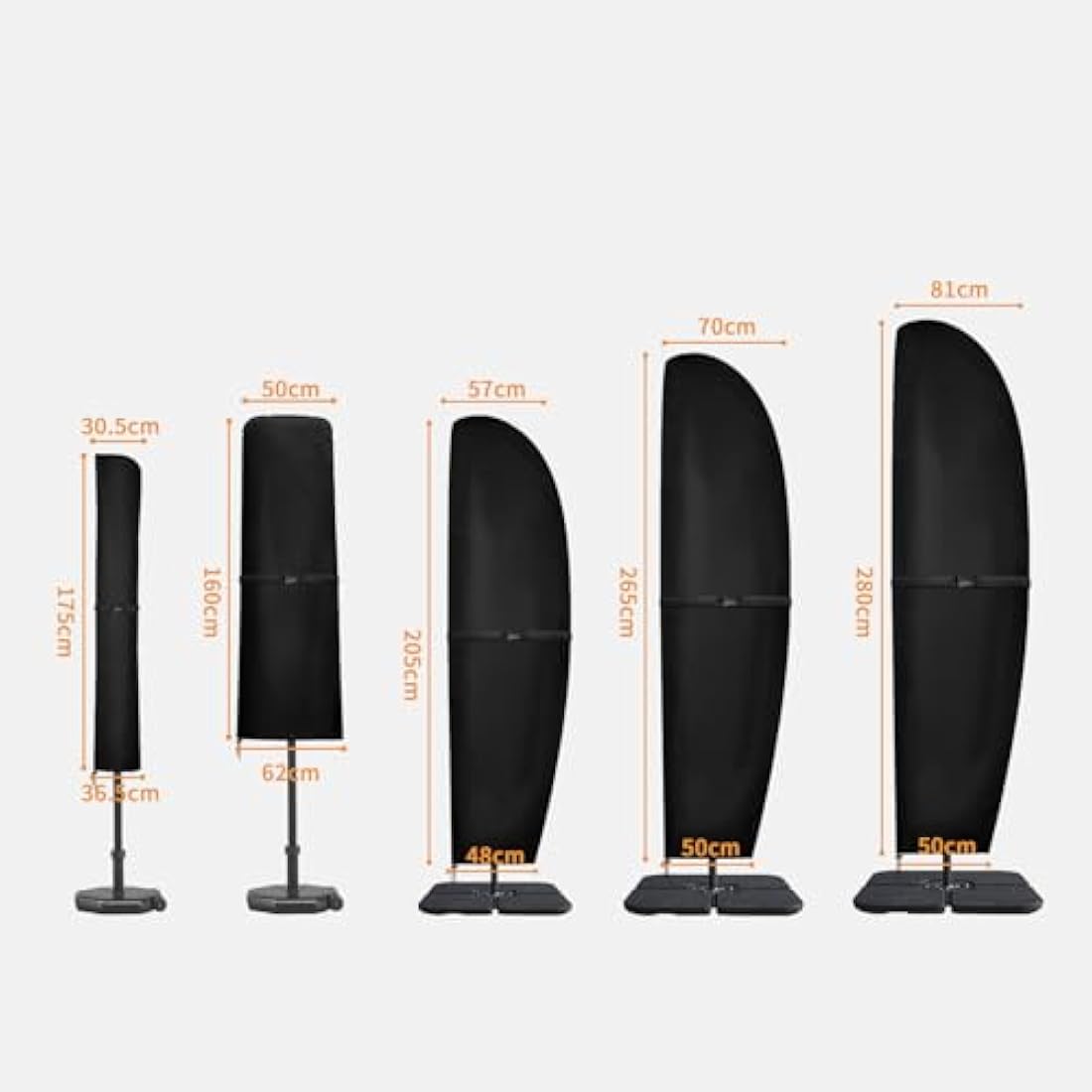 Dokon Double-Sided Parasol Covers Waterproof Double Parasol Cover Heavy Duty Oxford Fabric Anti-UV Garden Umbrella Covers Fit 4.6m Doubles Parasols, Outdoor Brolly Cover with Rod (160x50/62cm)