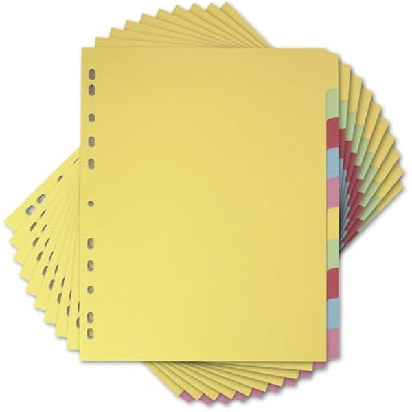 Elba A4+ (Extra Wide), 10 Part Card Dividers, Assorted, 10 Sets