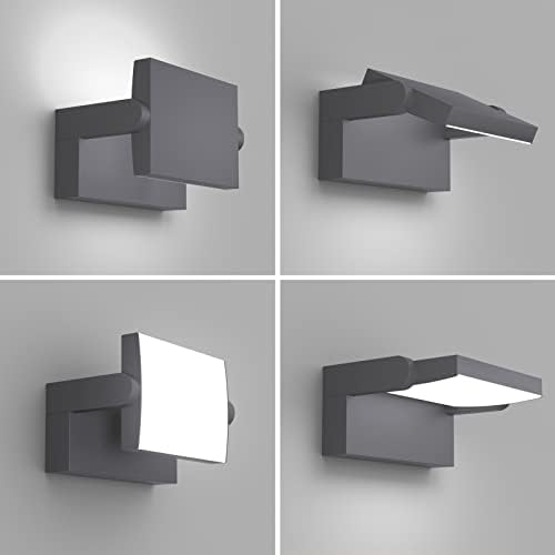 Klighten 24W LED Wall Light Outdoor Indoor Waterproof IP65, Adjustable Aluminum Wall Lamp, Modern Outside Light Mains Powered for Entrance Garden Terrace, 1500LM, Anthracite, Cold White 6000K