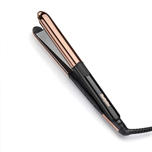 BaByliss Straight and Curl Brilliance Hair Straighteners - Curved Metal Design Easy Styling, Smoothing Titanium Plates, Ionic Anti-Frizz, Fast 15 Second Heat Up, 5 Heat Settings Up to 235°C, 2481U