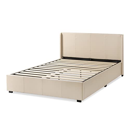 Zinus Maddon Double Bed frame - Bed 135x190 cm - 31 cm Height with Underbed Storage - Upholstered Platform Bed frame - Black