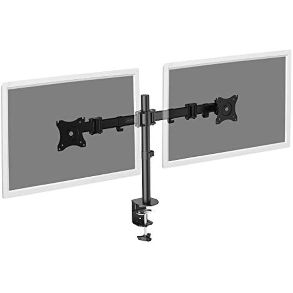 DIGITUS Monitor Bracket - Table Clamp - 2 Monitors - Up to 27 Inches - Up to 2x 8 kg - VESA 75x75, 100x100 - Black