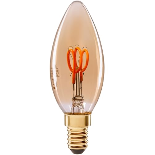 greenandco E14 C35 LED Vintage Filament Bulb 2W Replaces 16W 150lm 2000K Extra Warm White 360 230V, no Flicker, not dimmable, 10-Pack