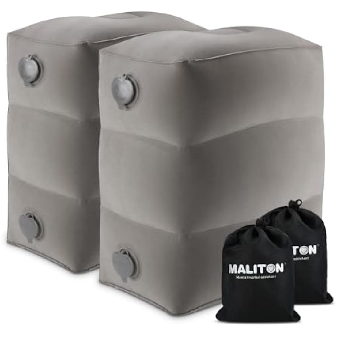 Inflatable Travel Foot Rest | Kids Airplane Bed | Adjustable Height Leg Pillow | Make a Flat Bed for Kids and Toddlers | Great for Airplane, Train, car（Grey, 2 Pack）