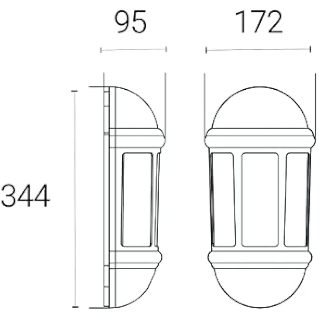 4lite Outdoor Half Wall Lantern (Black) 400lm Warm Light IP65 Rated LED Integrated 8W Motion Sensor Exterior Wall Lamp - 4L2/3417-4Yr Guarantee