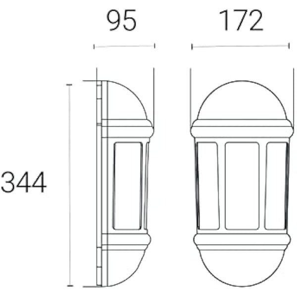 4lite Outdoor Half Wall Lantern (Black) 400lm Warm Light IP65 Rated LED Integrated 8W Motion Sensor Exterior Wall Lamp - 4L2/3417-4Yr Guarantee