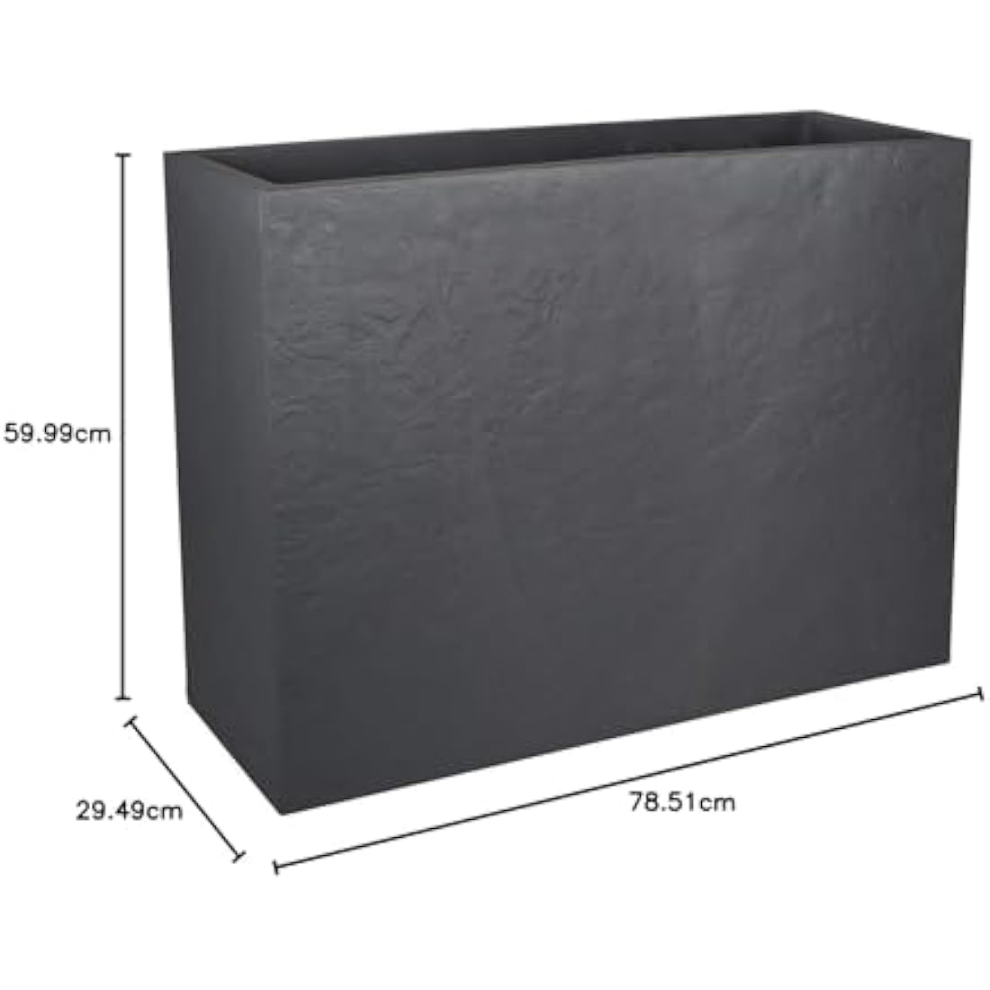 EDA - Wall Loft L Volcania 46 L - Imitation Stone Decor - Double Wall - Water Retention Area - 78.5 x 29.5 x 60 cm - Charcoal Grey