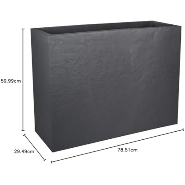 EDA - Wall Loft L Volcania 46 L - Imitation Stone Decor - Double Wall - Water Retention Area - 78.5 x 29.5 x 60 cm - Charcoal Grey