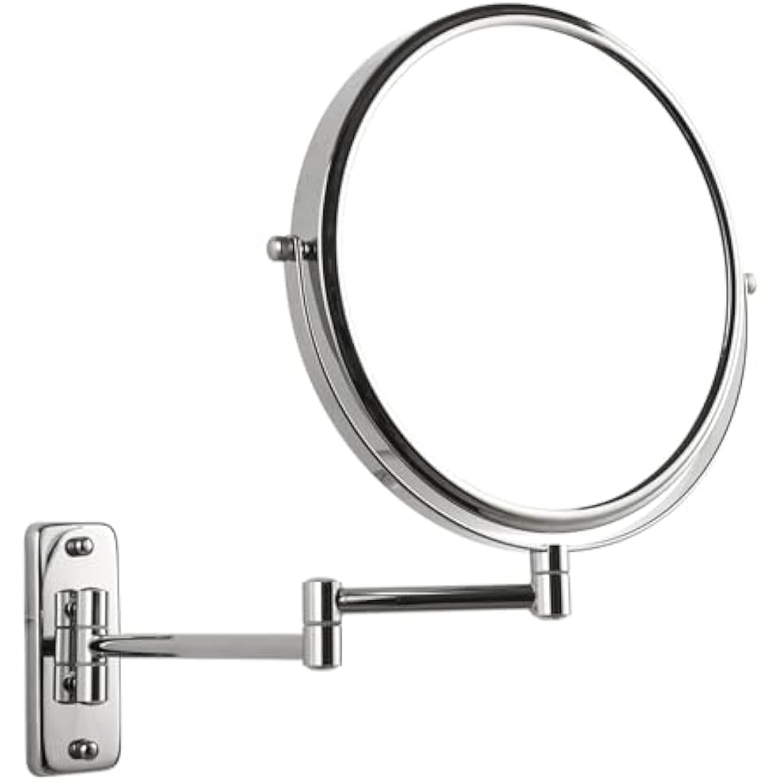 FFowcye 8" Wall Mounted Makeup Shaving Mirror - 1X/10X Double-Sided Magnifying Bathroom Vanity Mirror, 360° Swivel Extendable with Adjustable Arm, Chrome Finish for Makeup (No Light)