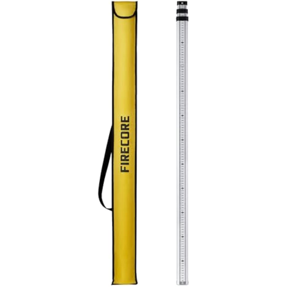 Firecore Levelling Staff, Telescopic Levelling Staff 3m, Aluminium Measuring rods for Cross line Lasers and Rotating Lasers, Measuring Staff with Spirit Bubble, 3m Length in 3 Sections, mm/dm Scale