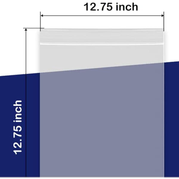 100 Grip Seal Bags 12.75" x 12.75" | Reusable Strong Zip Lock | Clear Resealable Plastic Bags | Polythene Packaging for Food Storage, Jewellery - by Sabco (12.75" x 12.75")
