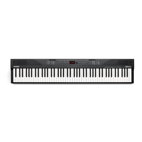Alesis 88 Key Keyboard Piano with 480 Sounds, Speakers, USB MIDI, Sheet Music Tablet Rest, Power Adapter and Piano Lessons for Beginners