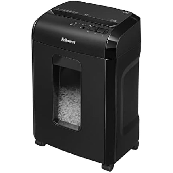 Fellowes Paper Shredder for Home Office Use - 10 Sheet Micro Cut Shredder for Home and Office Use - Deskside Shredder with 19 Litre Pull-Out Bin - Powershred 10M - Superior Security P5 - Black