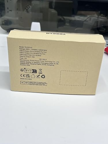 Plug Adapter, TESSAN Plug Extension Socket with 3 USB, 3 Way UK Multi Outlets Extender, Wall Charger for School Home, Kitchen, Office, School Supplies