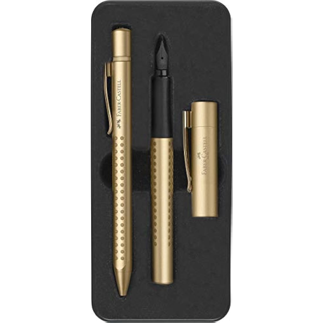 Faber-Castell Grip Edition 201522 Fountain Pen Nib M and Ballpoint Pen, Gold, 1 Set