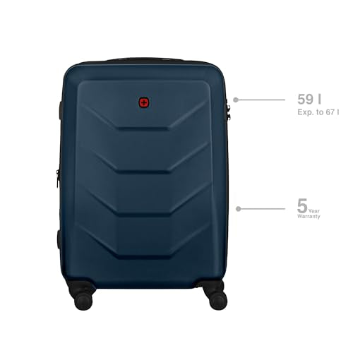 Wenger Prymo Medium hardside case with 4 Wheels, mid-Sized, 59 (67) L, Hardshell, Security Lock, for Men and Women, Travel or Vacation, Black, 612537