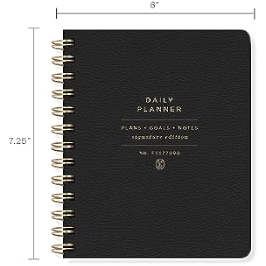 Fringe Stdio Non-Dated Daily Planner, 160 Pages, twing Ring Spiral Binding, SE Standard Black (877003)