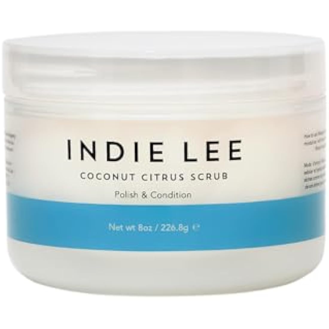 Indie Lee Coconut Citrus Body Scrub - Hydrating Shower + Bath Exfoliating Body Scrub with Cane Sugar + Jojoba Oil for Removing Dead Skin on Legs, Elbows, Hands - Great for Rough, Dry Skin (8oz/226.8g)