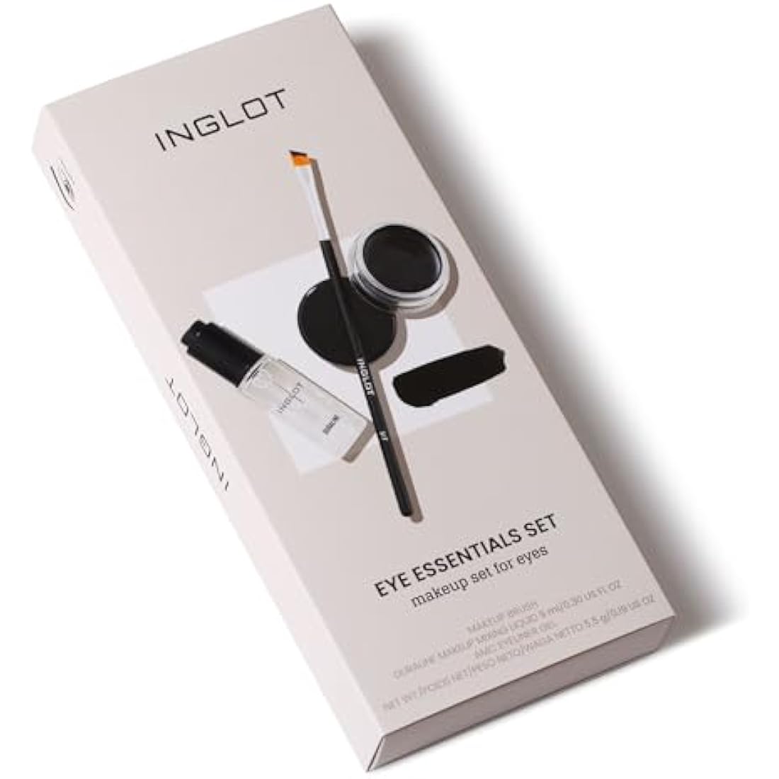 Inglot Eye Essentials Set | Duraline + AMC Eyeliner Gel 77 + Makeup Brush 31T | Black Eyeliner | Prolong Makeup Durability | Transparent | Waterproof |