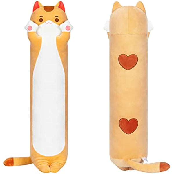 Mewaii 36in Long Cat Plush Pillows Stuffed Animals Squishy Pillows - Plushie Cute Kitty Sleeping Hugging Plush Pillow Soft Toys for Kids, Brown Cat Body Pillow