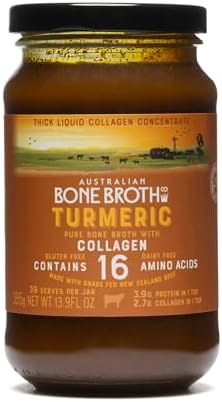 ABBCo Turmeric Beef Bone Broth Concentrate with Ginger, Black Pepper – Healthy Digestive Beverage Boosting Bone and Joint Health - Halal Collagen Protein Enriched