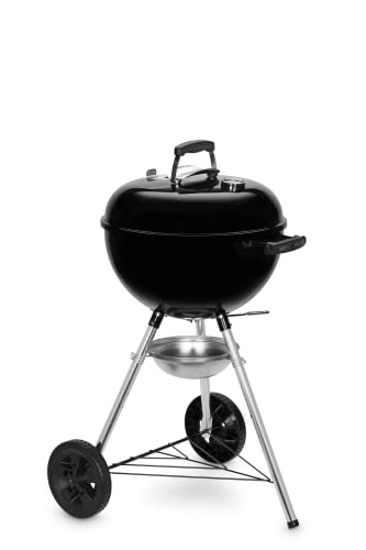 Weber Original Kettle Charcoal Grill, Ø 57cm Grill Area, BBQ Grill with Porcelain-Enamelled Lid & Bowl, Lid Thermometer, One-Touch Cleaning System - Black (14101004)