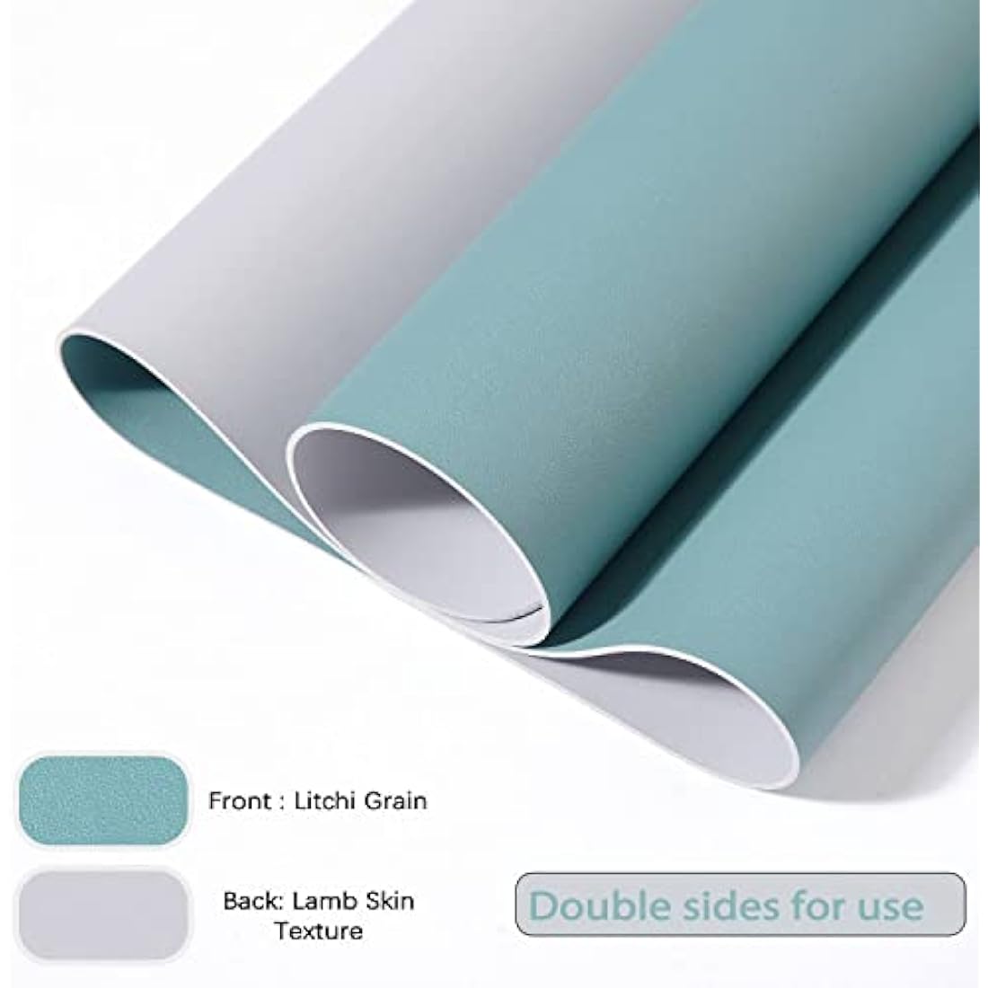 Desk Pad Large, Desk Mat, Extended Mouse Mat, Mouse Pad L, Desk Blotter, DOBAOJIA Laptop Pad Writing Pad for Office/Home, Dual-Side Use PU Leather Waterproof 31.5" X 15.7"(Greyish Green/Grey)