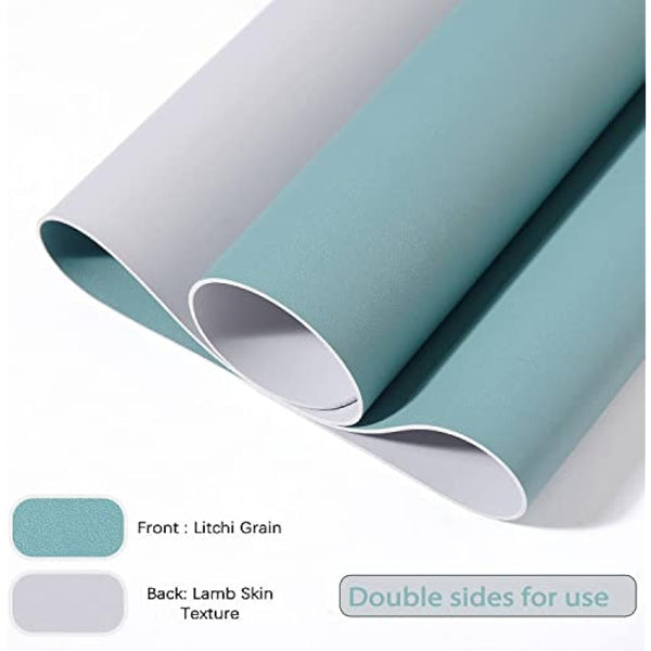 Desk Pad Large, Desk Mat, Extended Mouse Mat, Mouse Pad L, Desk Blotter, DOBAOJIA Laptop Pad Writing Pad for Office/Home, Dual-Side Use PU Leather Waterproof 31.5" X 15.7"(Greyish Green/Grey)